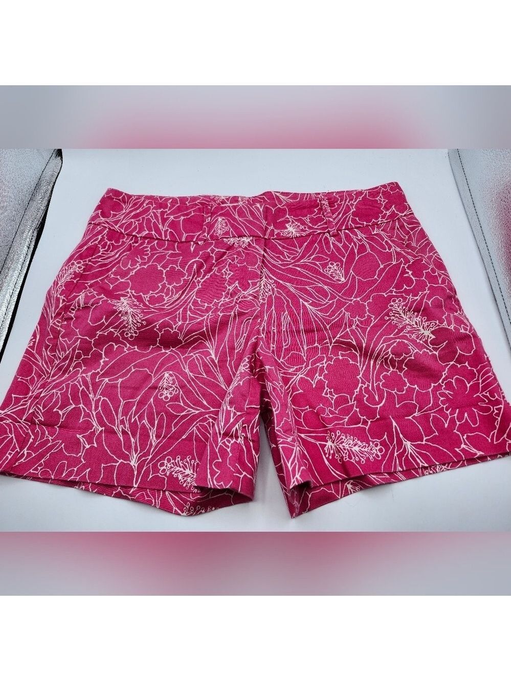 New York & Company Hot Pink Floral Shorts Sz 6